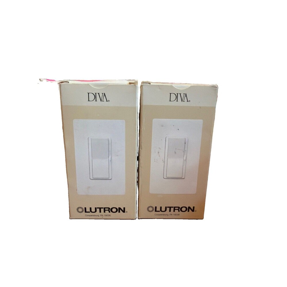 2 Lutron Diva DVFTU-5A3P-WH Fluorescent Tu-Wire Dimmer 1-Pole/3-Way White NEW